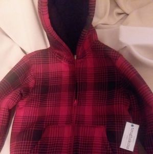 Boys Winter Plaid New Jacket Size 4 Toughskins Sherpa Lined Hooded Jacket